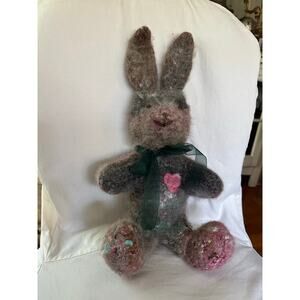 Stuffed animal needle-felted rabbit unique wool alpaca boho gift bunny handmade